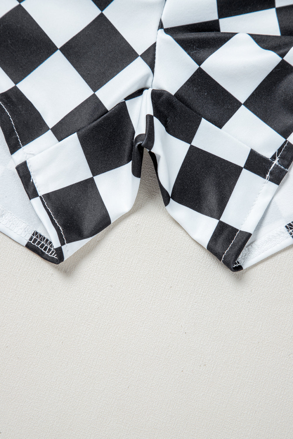 Black Checkered Print High Waist Shorts