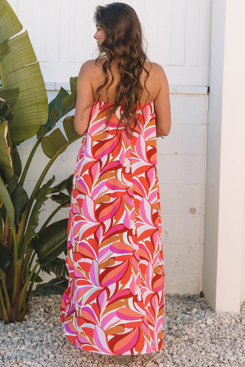 Tropical Print Flirty Bandeau Vacay Dress