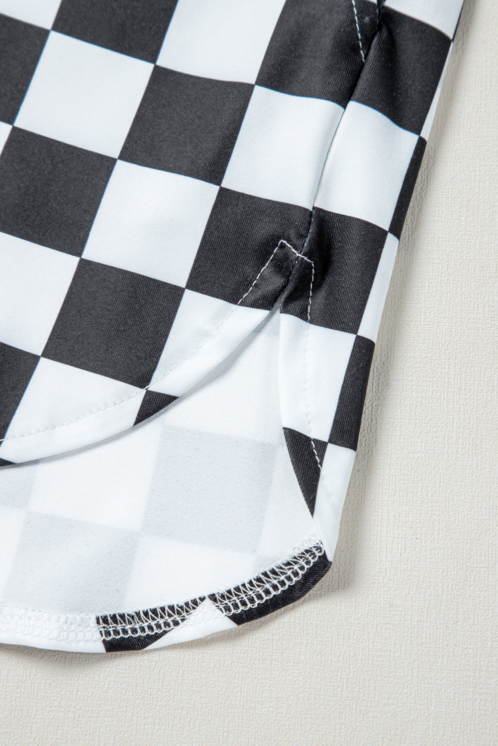 Black Checkered Print High Waist Shorts