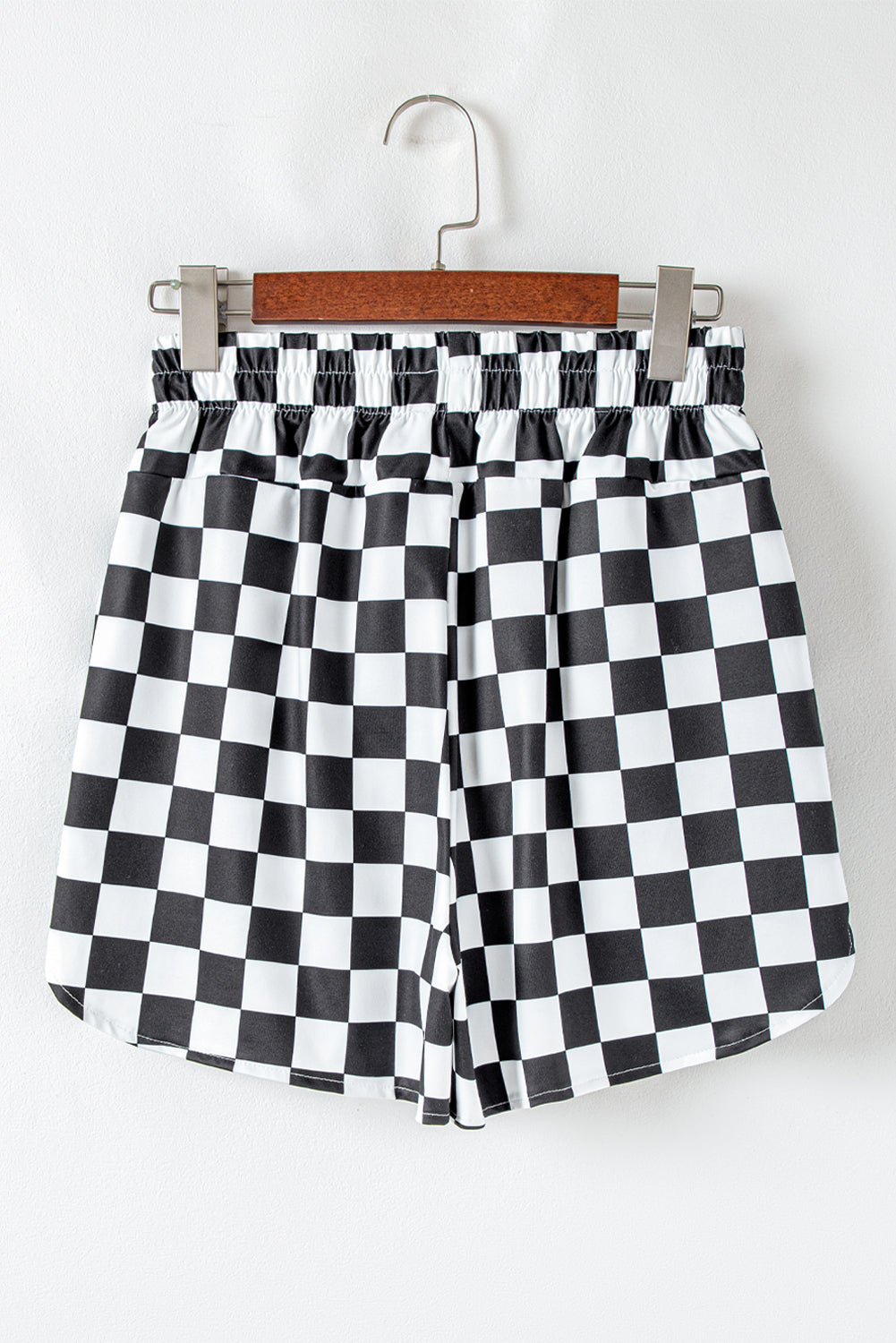 Black Checkered Print High Waist Shorts