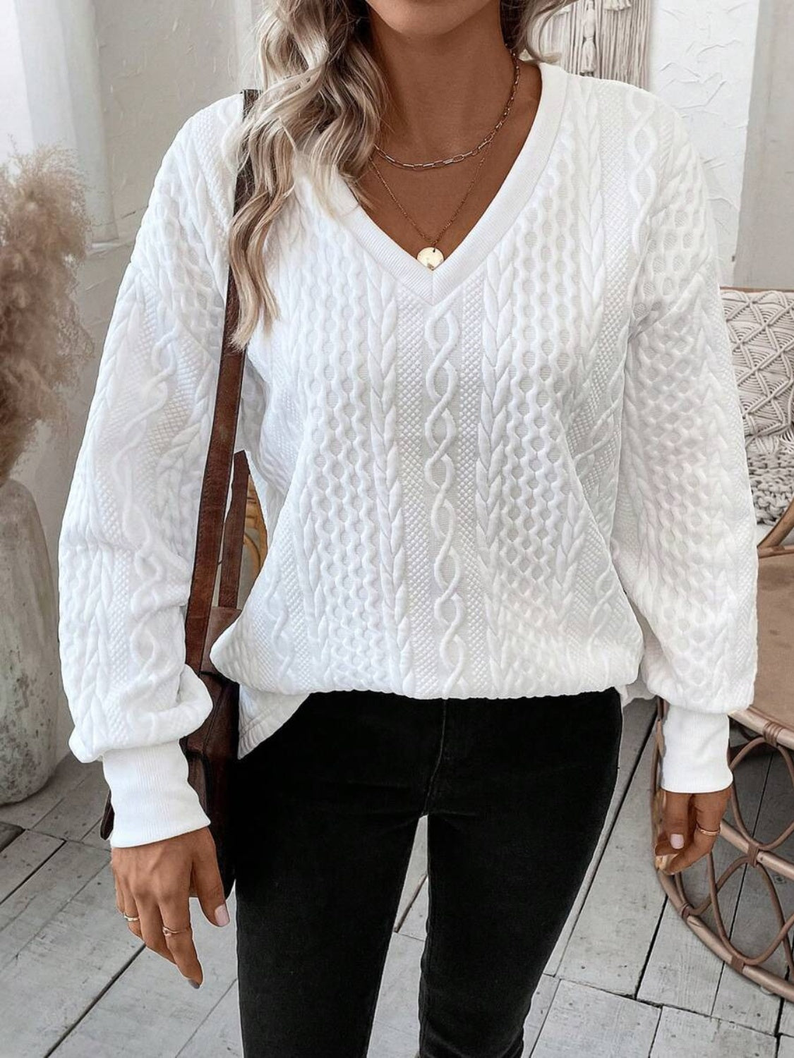 V-Neck Long Sleeve Sweater