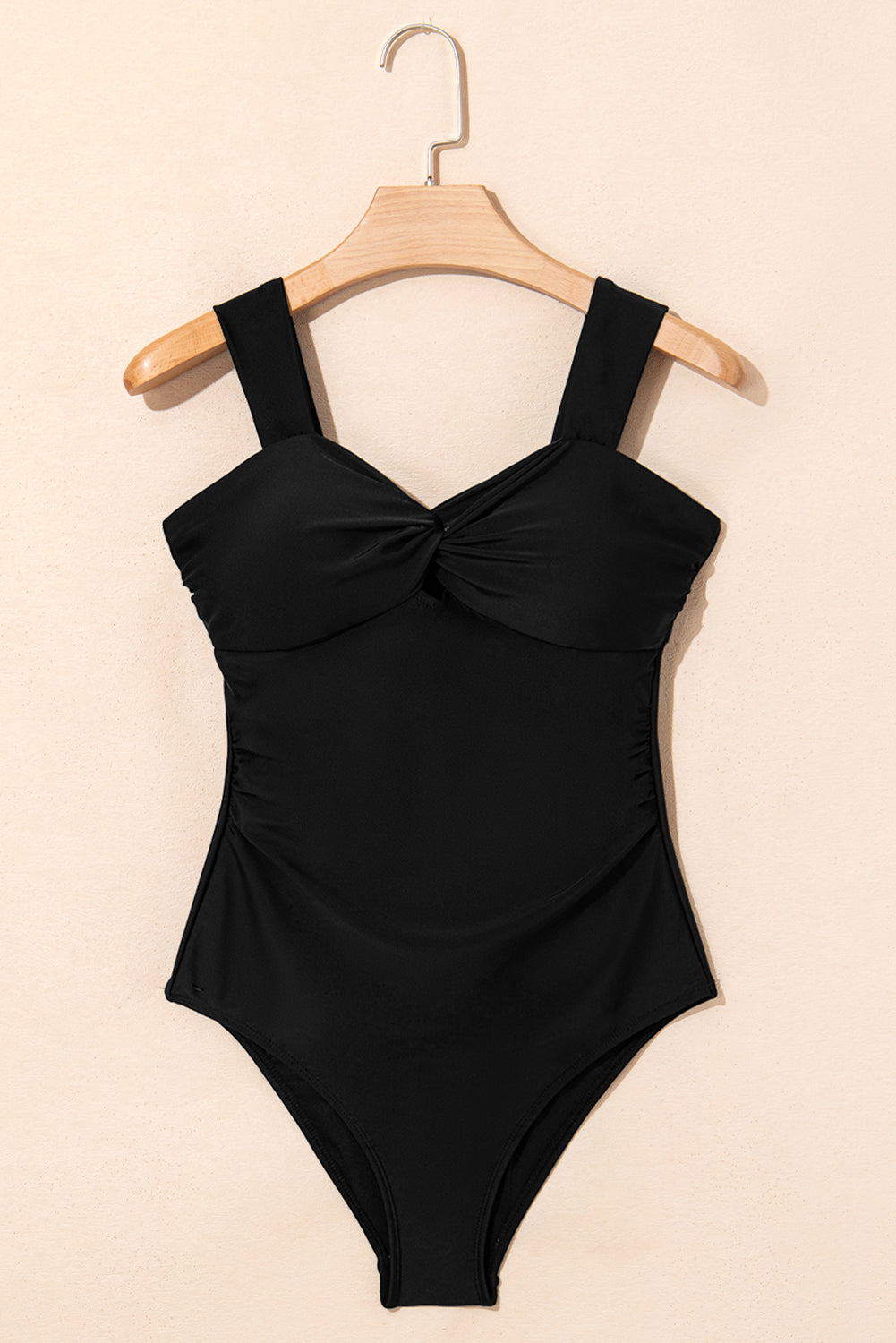 Black Cut Out Twist Bowknot Backless One Piece Swimsuit