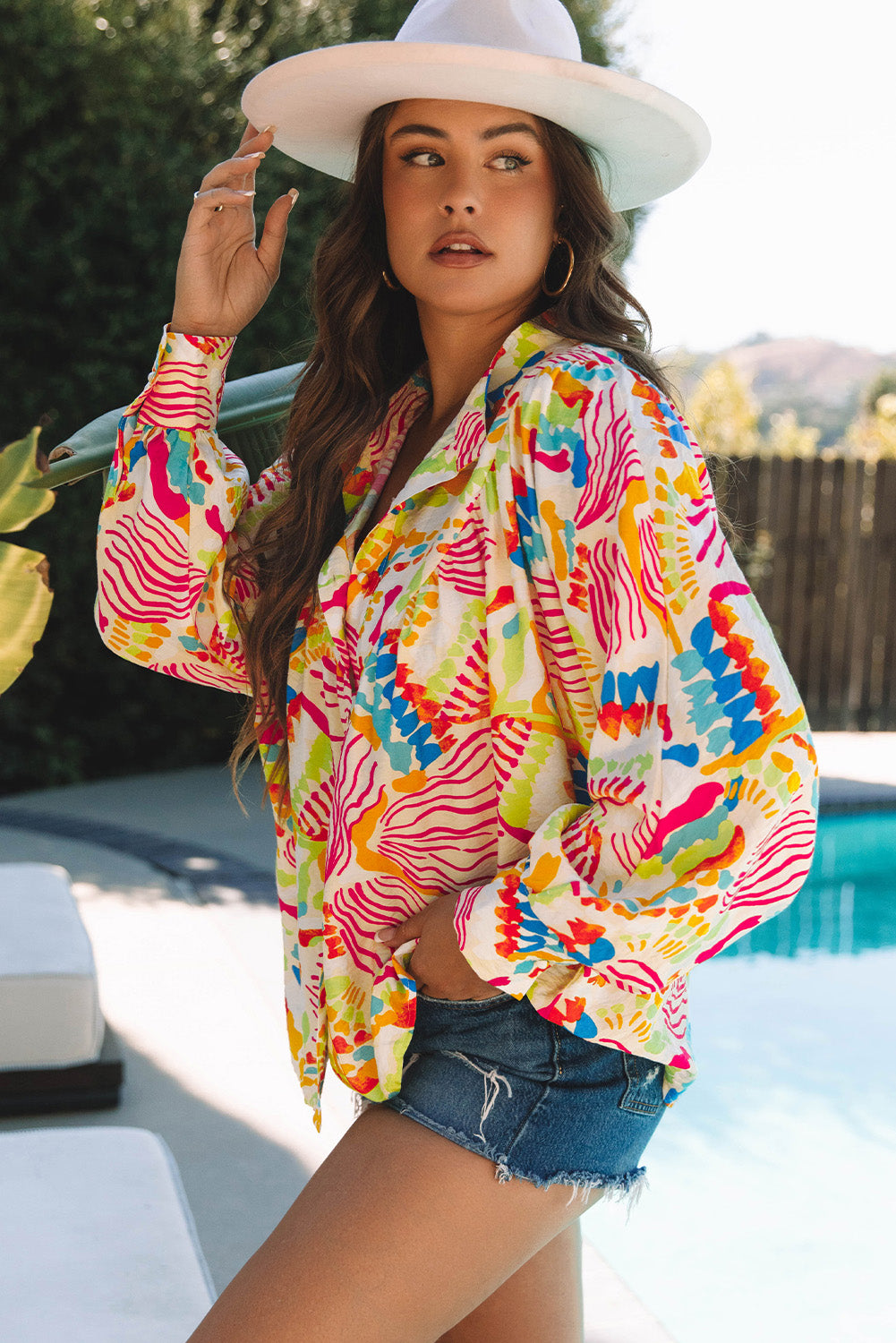 St. Martin Oversized Orange Abstract Printed Shirt