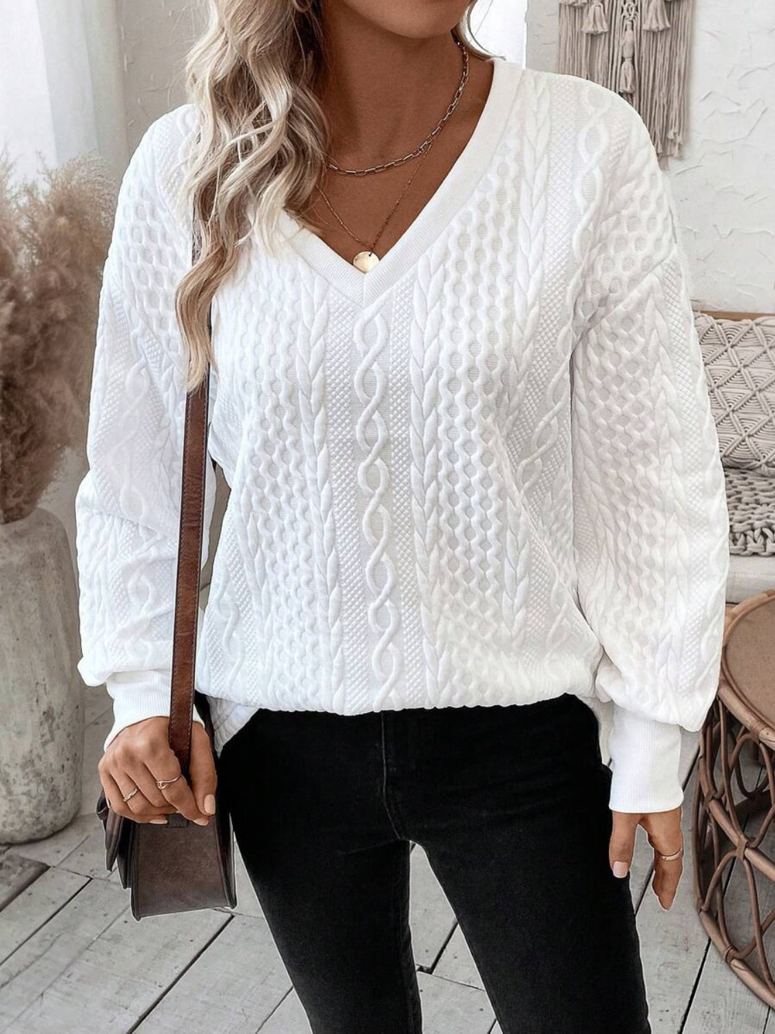 V-Neck Long Sleeve Sweater