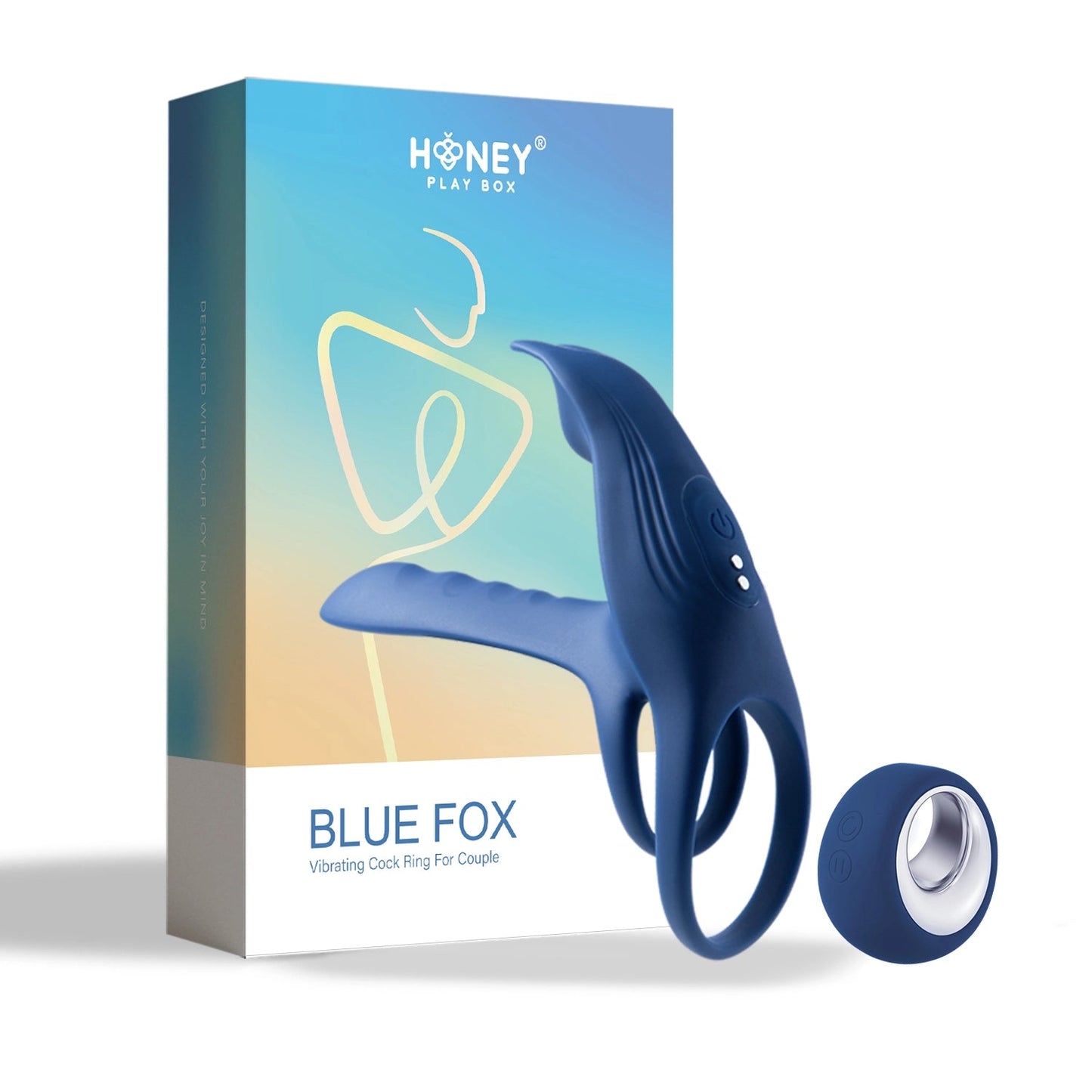 Blue Fox Vibrating Girth Enhancer Penis Sleeve - Blue