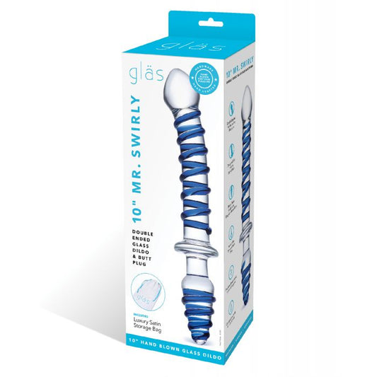 Glas 10" Mr. Swirly Double Ended Glass Dildo & Butt Plug