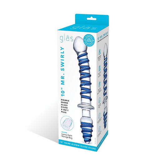 Glas 10" Mr. Swirly Double Ended Glass Dildo & Butt Plug