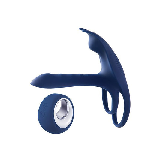 Blue Fox Vibrating Girth Enhancer Penis Sleeve - Blue