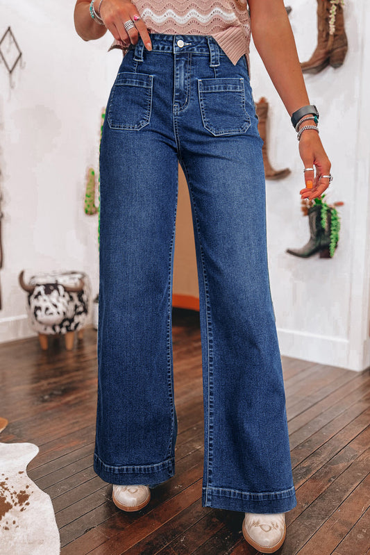 Sail Blue Wide Leg High Waist Jeans for Summer