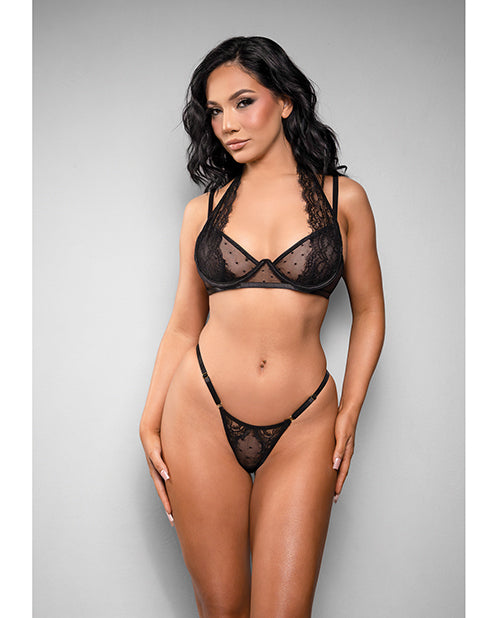 Temptress Vivienne Swiss Dot Mesh and Lace Bra w/Panty 2 pc Set