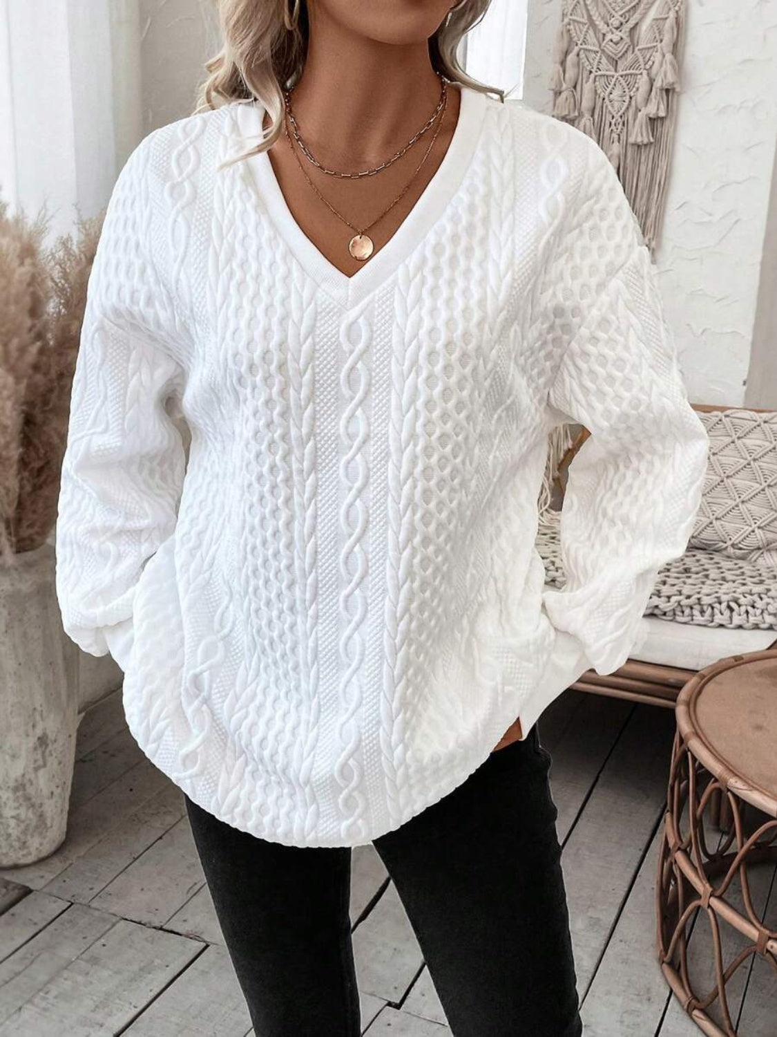 V-Neck Long Sleeve Sweater