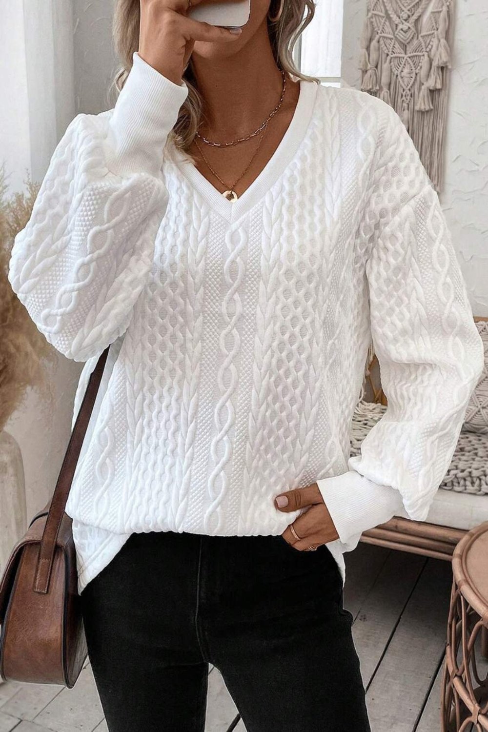 V-Neck Long Sleeve Sweater