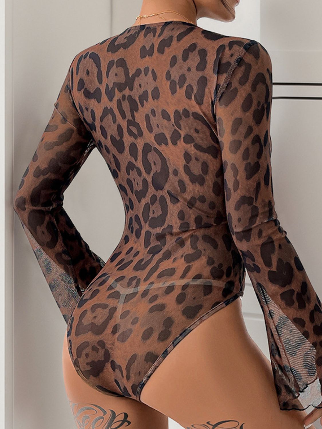 Leopard V-Neck Lace Bodysuit