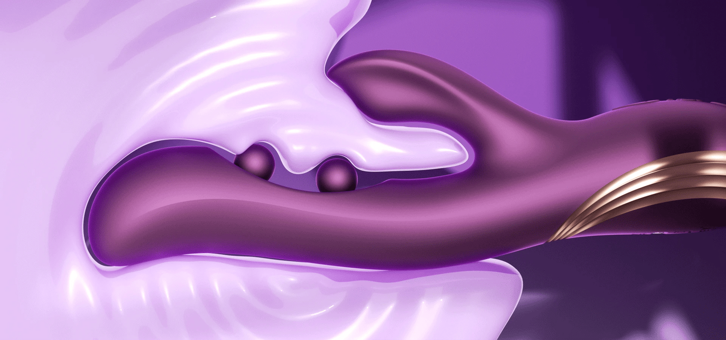 GEM Twin Balls Rabbit Vibrator - Purple